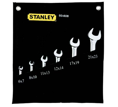 STANLEY史丹利工具93-608-22 6件套公制精拋光雙開(kāi)口扳手